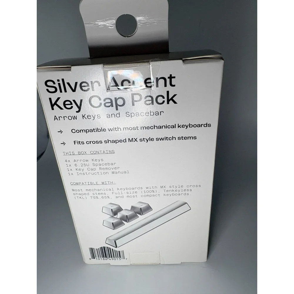 North Silver Accent Key Cap Pack Arrow Keys Spacebar for Mechanical Keyboards